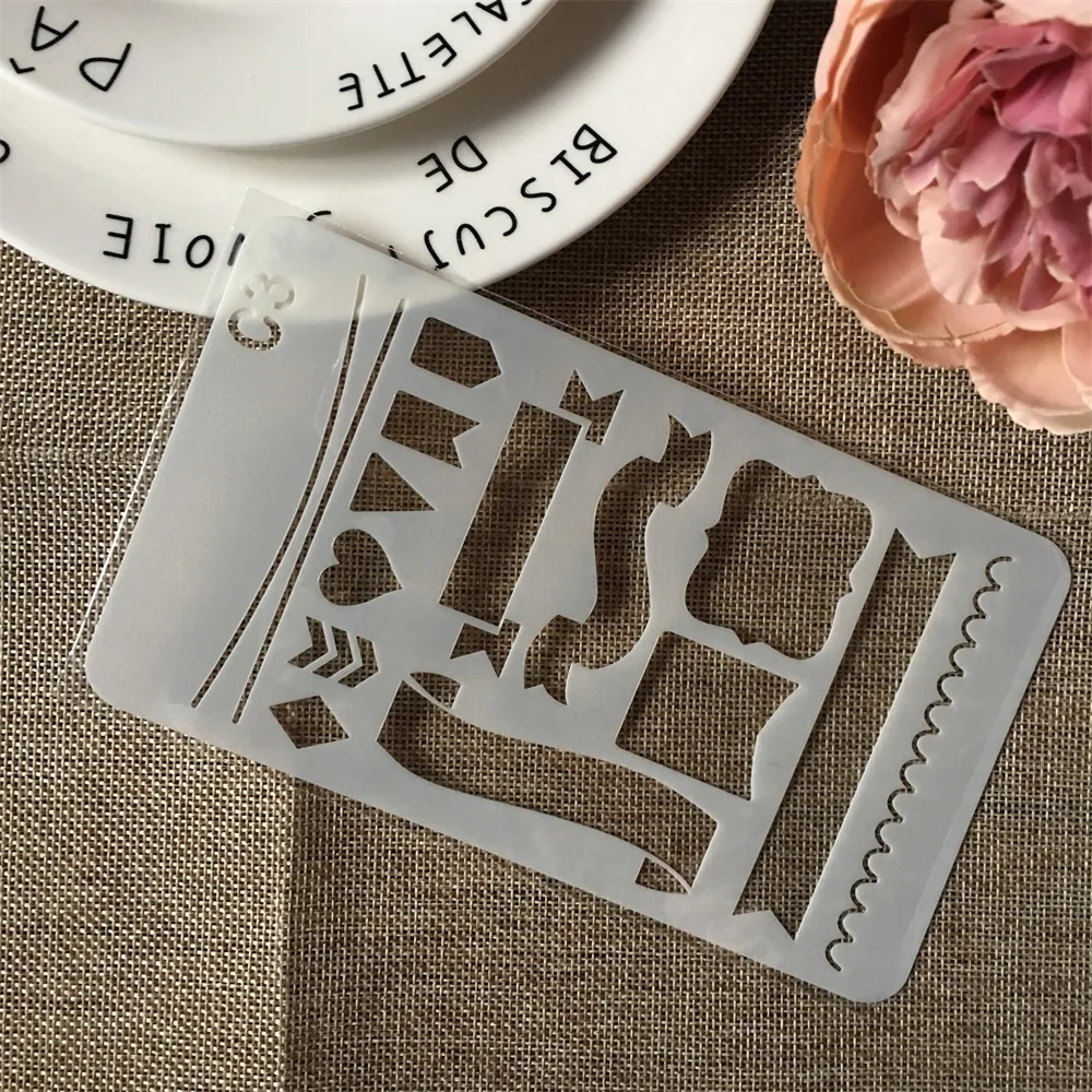 Hot A6 Flag Heart DIY Layering Stencils Wall Painting Scrapbook Coloring Embossing Album Decorative Paper Card Template | Дом и сад