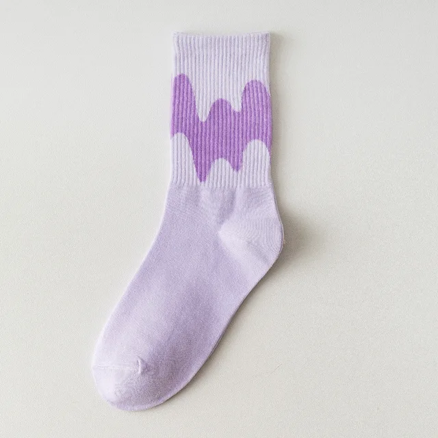 Ins Fashion Pinkycolor Women Socks Girls New Street Sports Warmer Thicken Spring Solid Colorful Middle Tube Soft free shipping Lavender