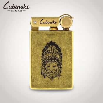 

LUBINSKI Metal Cigar Cigarette Tobacco Lighter Windproof Copper Pipe Gas Pressure Of Retro Tobacco Smoking Tool Rod Isqueiro