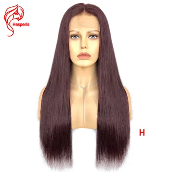 

Hesperis 360 Lace Frontal Wigs Pre Plucked 180 Density 99 j Indian Remy Human Hair Wigs For Women Dark Red/Burgundy Straight