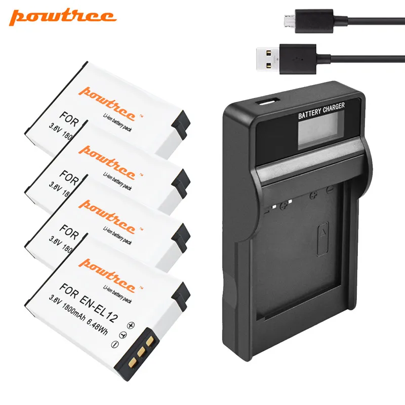 Powtree 1800 мА/ч, EN-EL12 RU EL12 Батарея+ для Nikon CoolPix S610 S610c S620 S630 S710 S1000pj P300 P310 P330