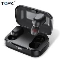 TOPK F22 TWS kompatybilny z Bluetooth 5.0 bezprzewodowe słuchawki słuchawki z mikrofonem Mini bezprzewodowe słuchawki douszne do smartfona Xiaomi