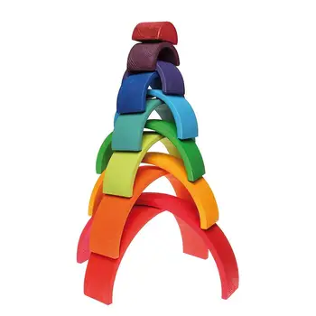 

7-Piece Children Rainbow Stacker Rainbow Building Blocks Wooden Nesting Building Blocks