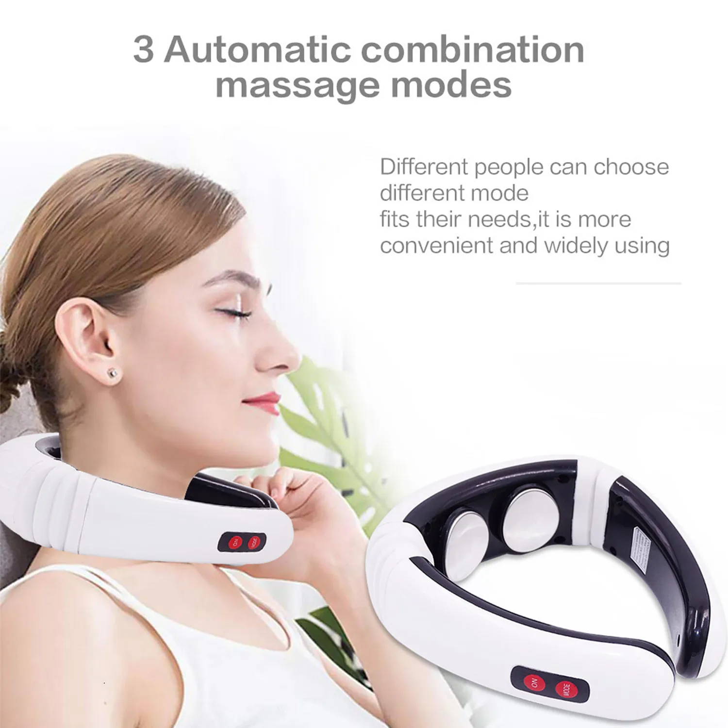 Intelligent TENS Pulse Neck Massager Hot Compress Neck Back Cervical Spine Pain Relief Kneading