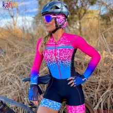 Gym Women's Clothing Long Sleeve Cycling Set Kafitt Cyclist Overalls Gel Pants