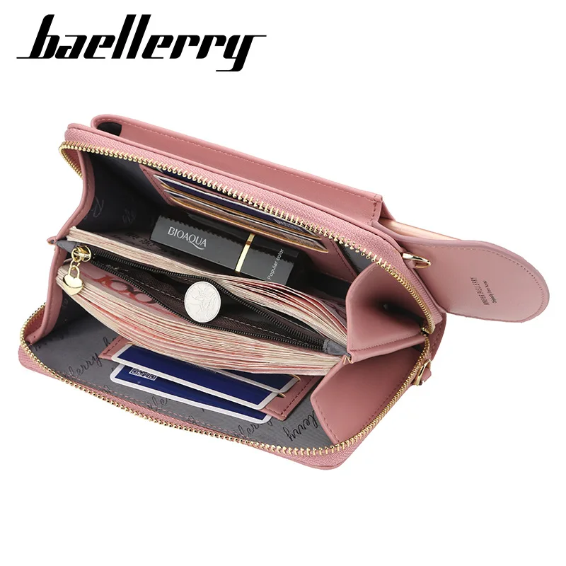 

Вместительные кошельки Baellerry для женщин, модный удлиненный кожаный бумажник на молнии, Дамский клатч для мелочи и телефона, сумки-мессенджеры