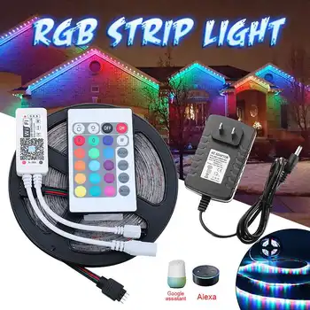 

Smuxi 5M RGB LED Strip Light 2835 SMD Waterproof Flexible LED Ribbon With WIFI Controller + DC12V Power Adapter