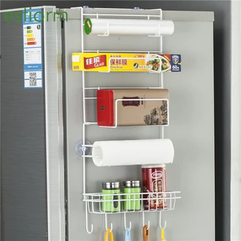 

Fridge Refrigerator Organizer/Shelf,Refrigerator Side Storage Rack for kitchen with Paper Towel Holder & Seasoning Spice Rack