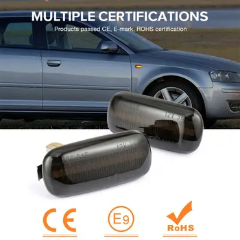 

LED Dynamic Side Indicator Repeater Amber Lights For Audi A3 S3 8P A4 03-08 Smoke LED Side Marker Light