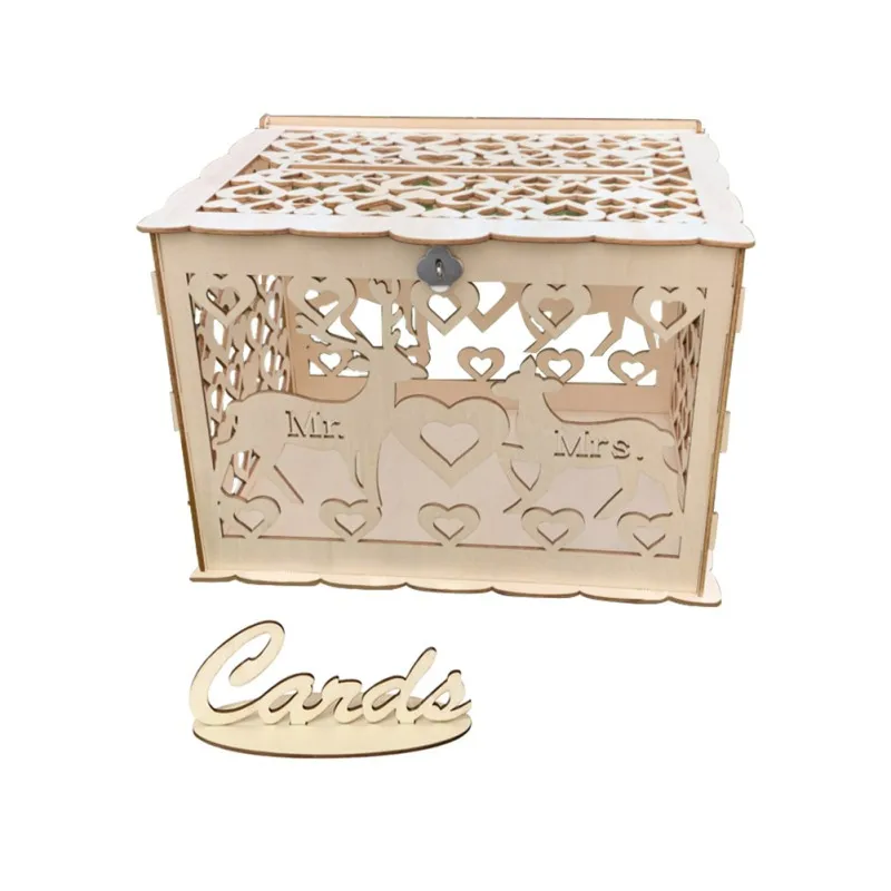 Полый дизайн DIY свадебный подарок держатель для карт коробка с карточным знаком для приема ребенка на свадьбу юбилей