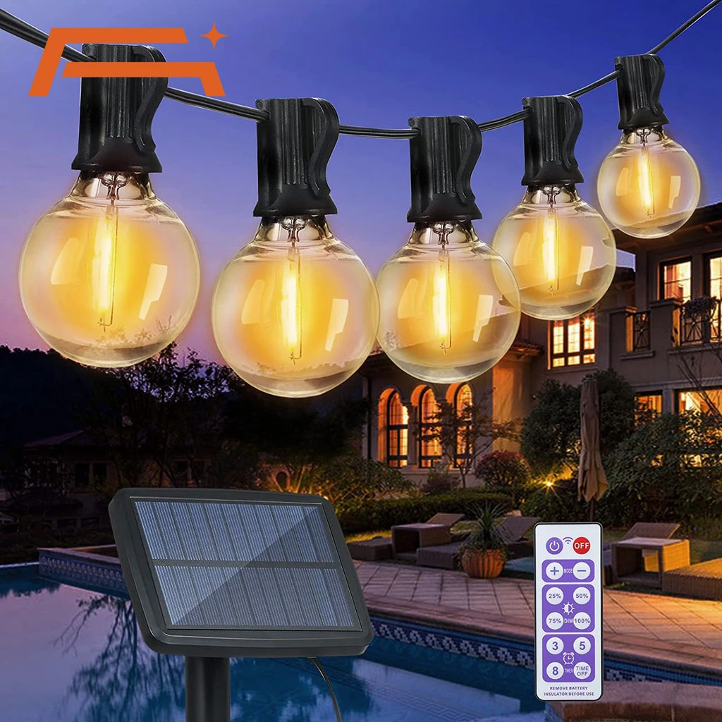 LEDS G40 Solar String Lights Outdoor Patio Lights Solar Powered Waterproof  Globe Hanging Lights with Shatterproof Christmas best solar light for home