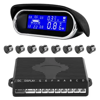 

8 Sensors Car Parking Sensor Kit Digital Display Auto Backup Reverse Radar Monitor Detector System Security Alarm Systems
