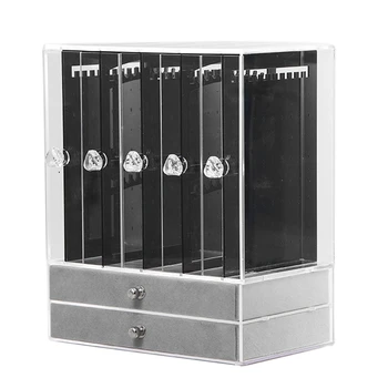 

Acrylic Dustproof Earrings Display Stand Jewelry Storage Box Drawers Rack Holder Storage Case Transparent