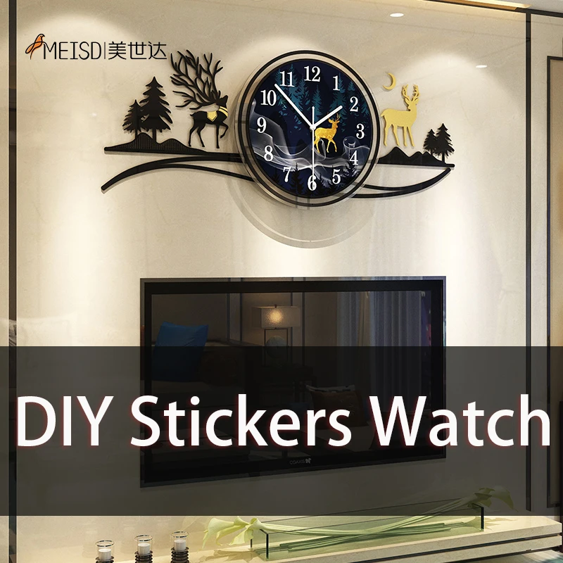 MEISD 3D Mirror Sticker Kitchen Clock Wall Modern Quartz Silent Watch Large Self Adhesive Horloge Home Decoration Free Shipping 