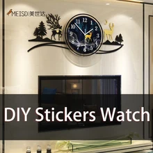 Meisd parede diy adesivo espelho relógio de quartzo design moderno grande auto adesivo decoração para casa horloge quarto arte frete grátis