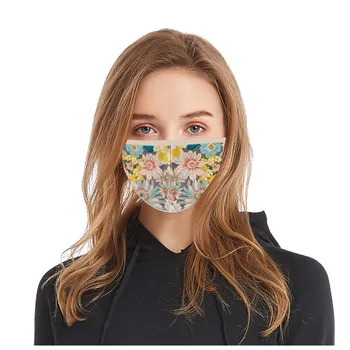 

#H30 In Stock Washable Cotton Floral Print Mouth Face Mask Dustproof Windproof Mouth-muffle for Men Women Adjustable Safe Mask