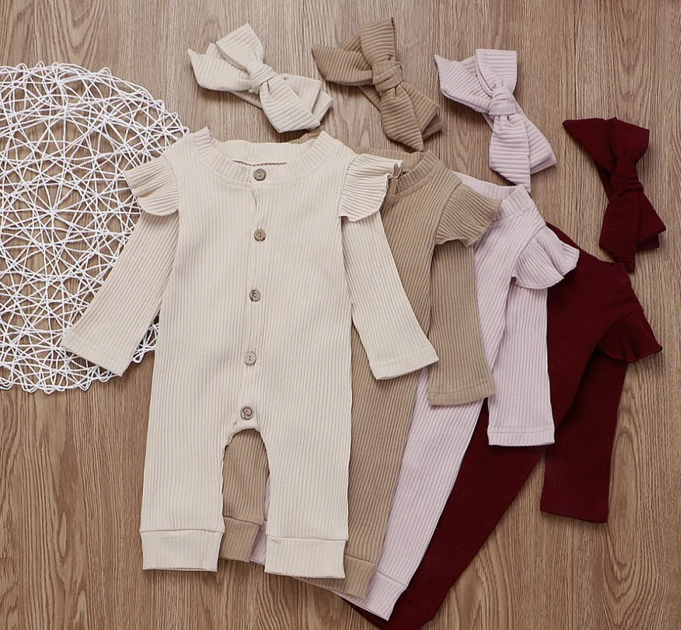

LOOZYKIT Baby Boy Girl Cotton Clothes Knitted Romper Jumpsuit Headband Autumn Outfits Costume Toddler Girls Winter Clothing Set