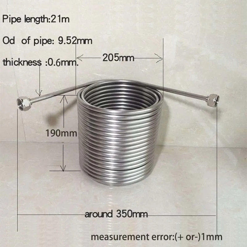 21 м длина охлаждающая катушка, двойной слой, пищевая 304 нержавеющая сталь, жокейская коробка катушка с 5/" разъемом