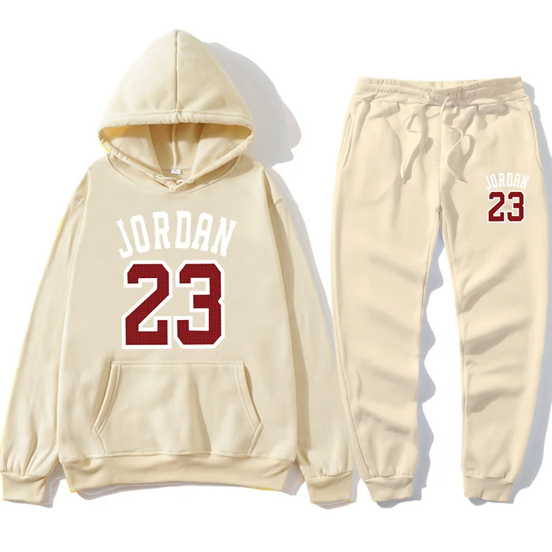 

Men's and women's autumn and winter sportswear are different JDRDAN hooded sweatshirt two-piece + brand casual sports pants 02