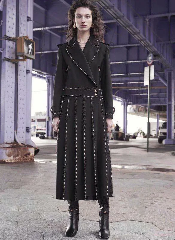 

autumn &winter Long Sleeve Bead Slim Long Coat Women's coat 190925H03