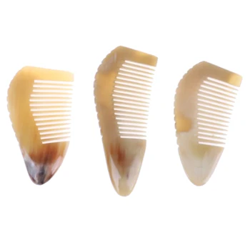 Günstig Natürliche Ox Horn Anti-Statische Massage Haar Kamm Mit Griff Haar Styling Werkzeug Für Salon Friseur Styling 3 Größe