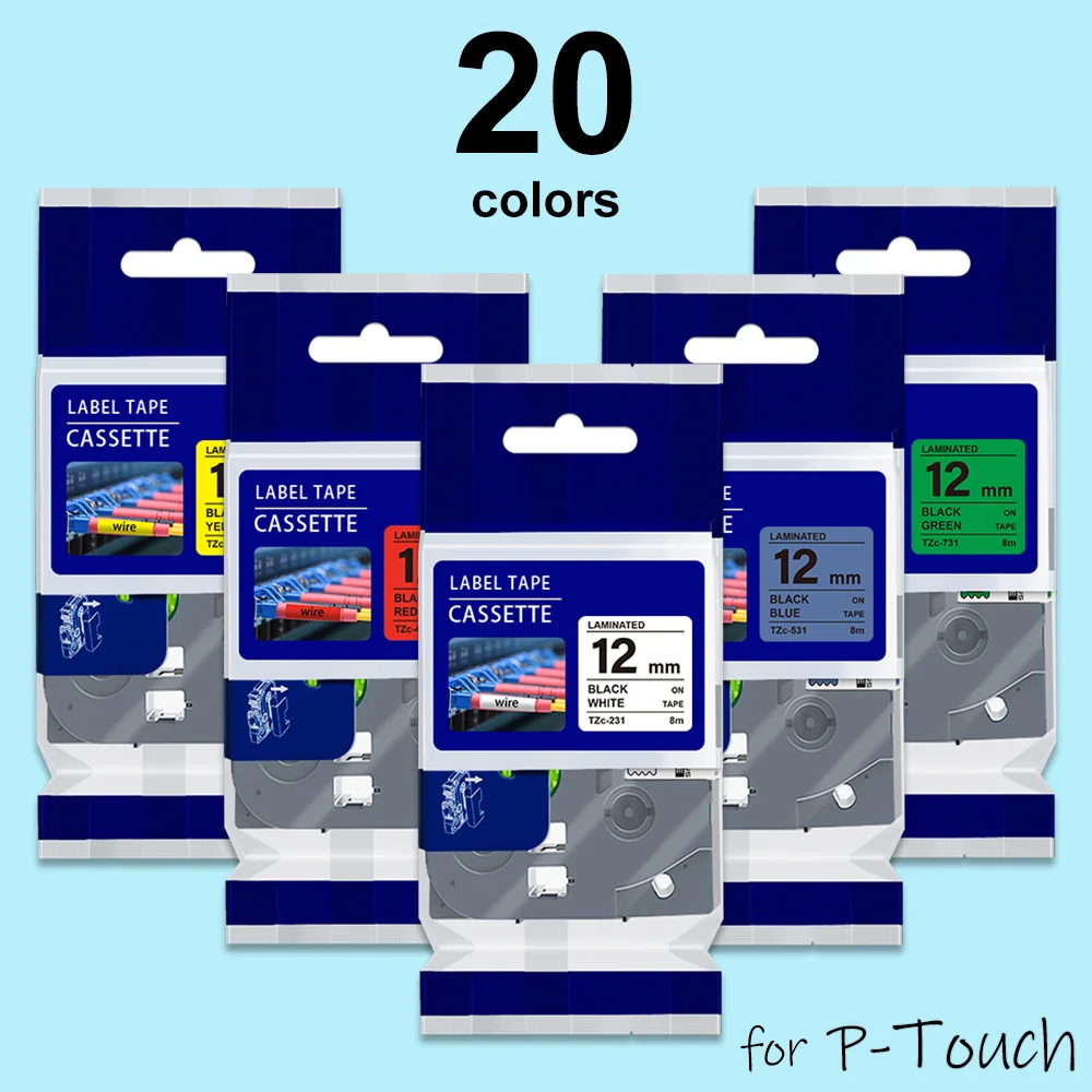 Label Sticker 6/9/12/18/24/36mm Compatible Brother Label Tape 12mm tz Laminated For Brother P Touch Labeling Machine