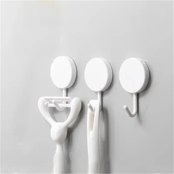 

Good Sale Plastic Hook Holder Rack Adhesive Wall Towel Sundries Hooks Round Strong Hanging Bathroom Hook For Kitchen 6Pcs/Pack