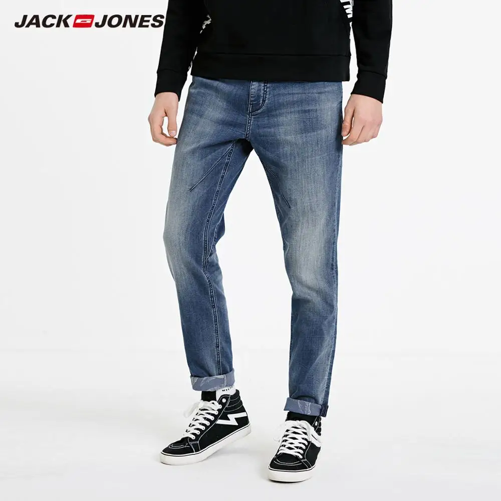 Мужские повседневные Стрейчевые джинсы JackJones из потертого хлопка | 219132595|Джинсы|
