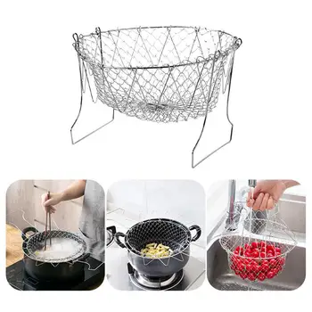 

1PC Deep-fried Food Drain Basket Stainless Steel Frying Oil Strainer Mesh Food Colander for Potatoes Chips French Fries