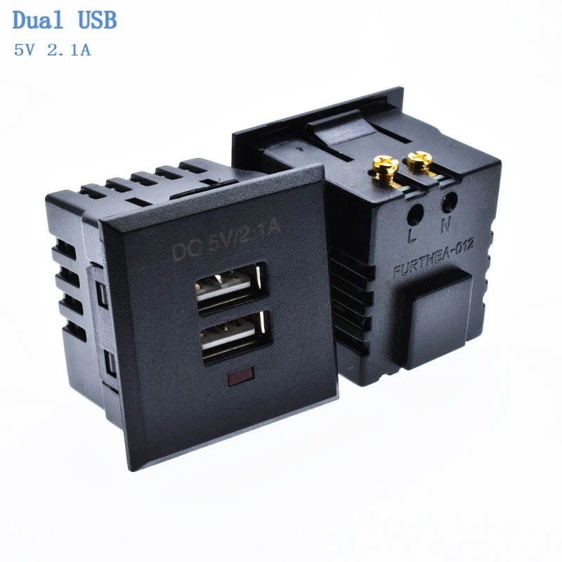 Dual USB AC Wall Socket Charger AC/DC Power Smart socket with red light