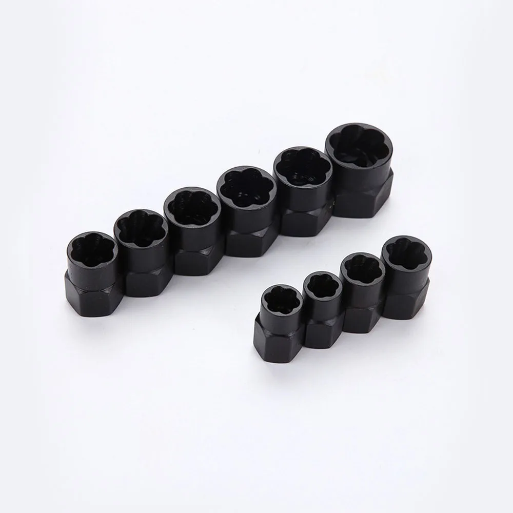 10PCS 9-19mm Nut and Bolt Extractor Damaged Nut and Screw Remover Removal Tool Black Thread Tool Kit with 2 Styles