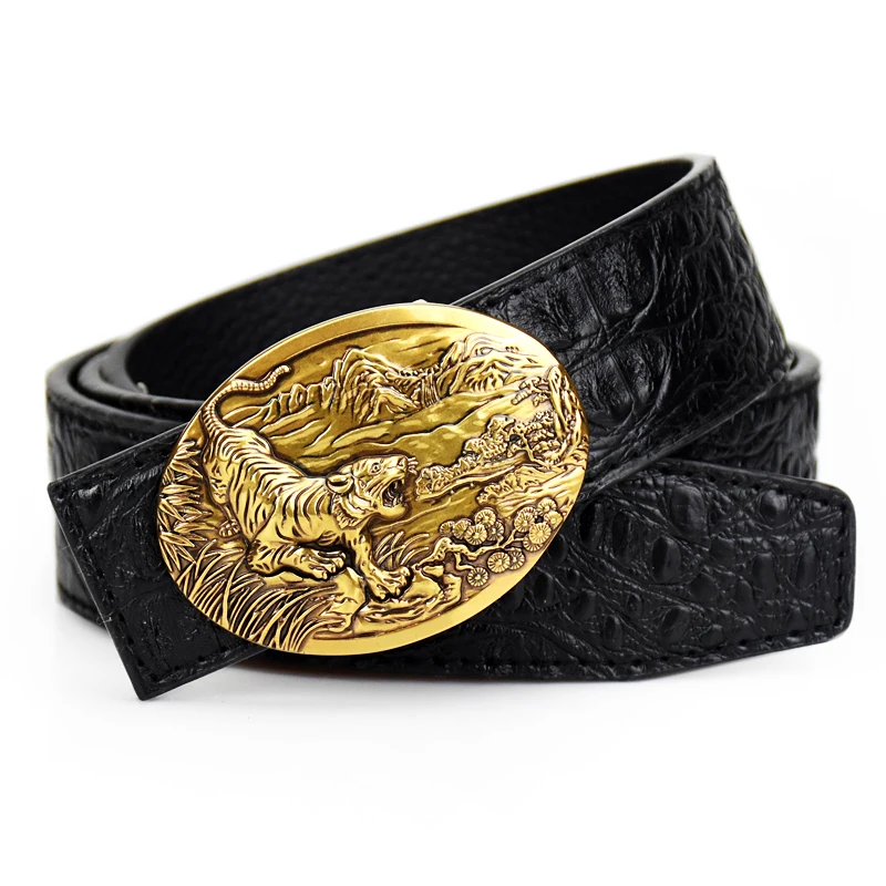 men belt Luxury designer Crocodile pattern belts high quality fashion ceinture Jeans black waistband men punk belt free shipping