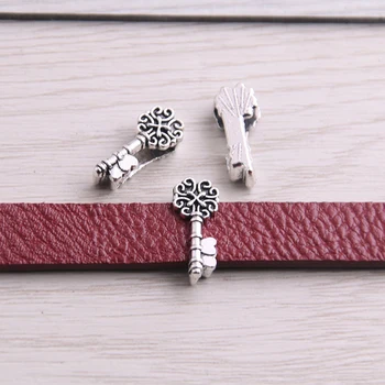 

SWEET BELL 60Pcs Antique Slider Spacer Beads Carved Diamond Flower Hole 10*2.5mm Leather DIY Bracelet Making Accessor