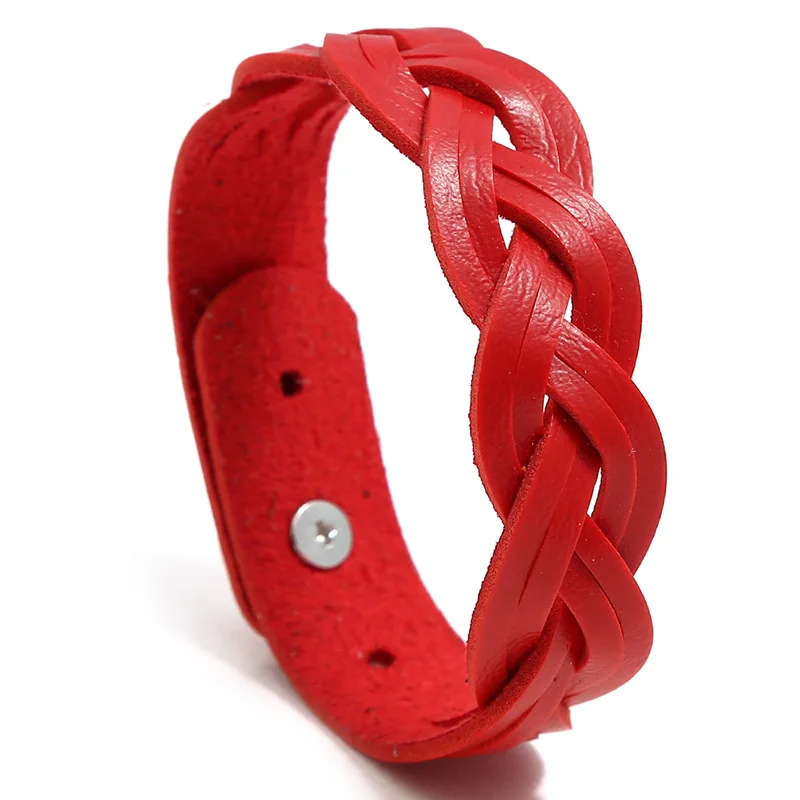 Bracelet Jewelry Leather Bracelet Women Black Brown Red Lake Blue Yellow Rose Red Pink Green Orange Adjustable