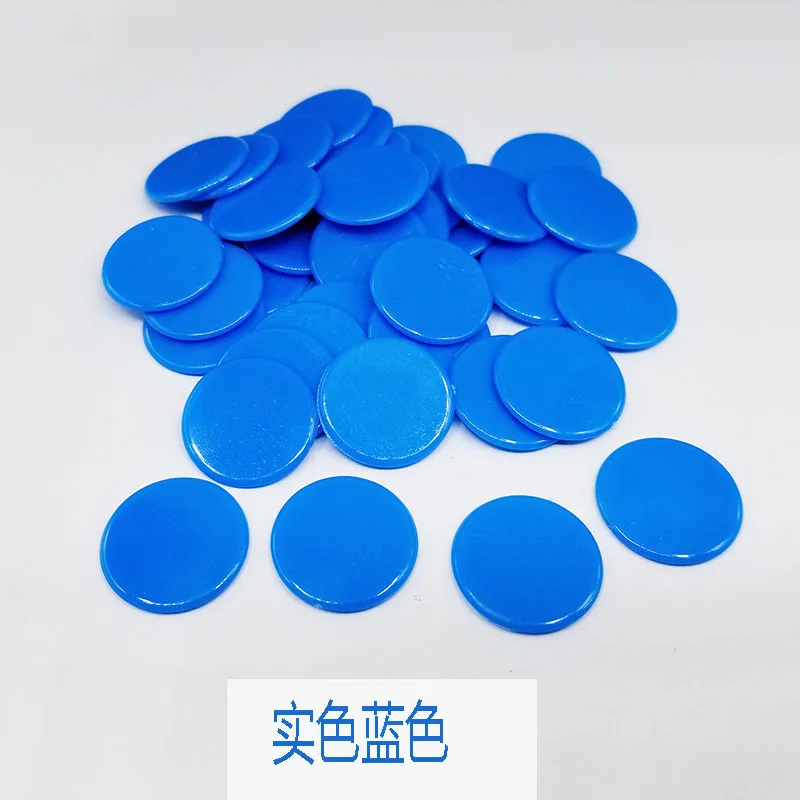 100pcs blue 100 шт./компл. 4 цвета 19 мм креативный подарок аксессуары пластиковые покерные фишки казино маркеры бинго маркер весело Семья клуб игра игрушка - Цвет: 100pcs blue