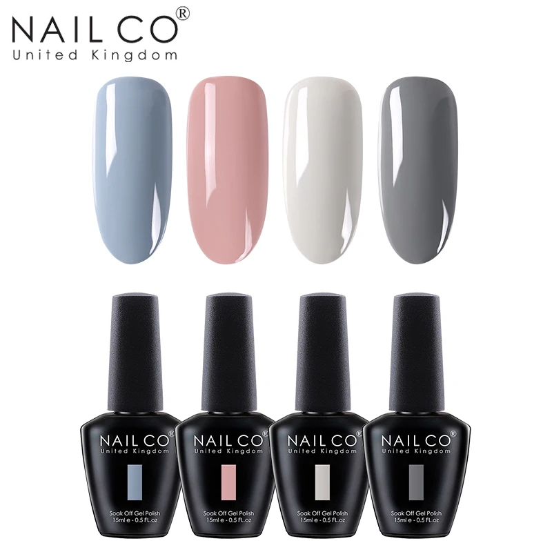 NAILCO 4 шт. 15 мл Гель-лак для ногтей DIY Nail Art Laquer светодиодный Гель-лак для ногтей Блестящий замачиваемый полуперманентный гель для подарка жены