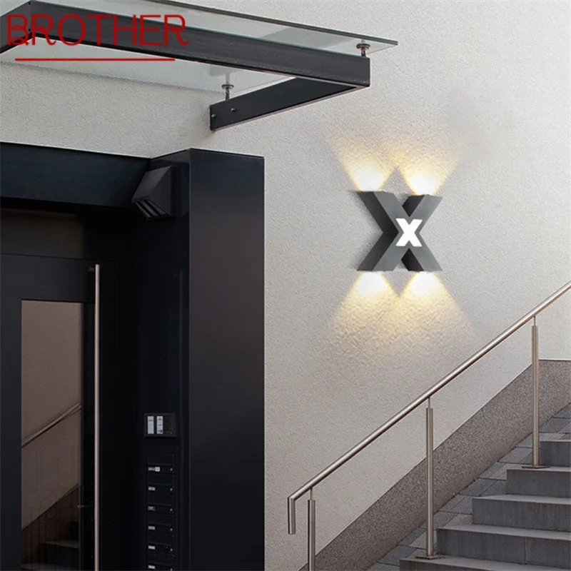 

BROTHER Outdoor Wall Light Contemporary LED Sconces Lamp Waterproof IP65 X Shade Decorative For Home Porch Villa