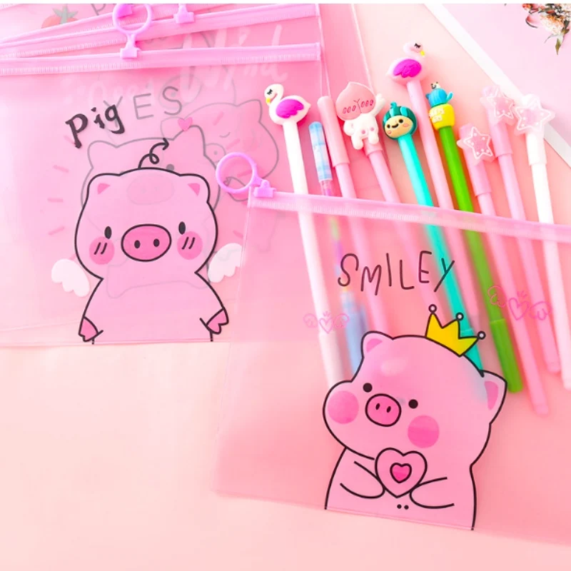 

2pcs Lovely PVC Waterproof Pencil Cases Transparent Stationery File Folder Storage Office School Supplies Pencil Bags for Girls