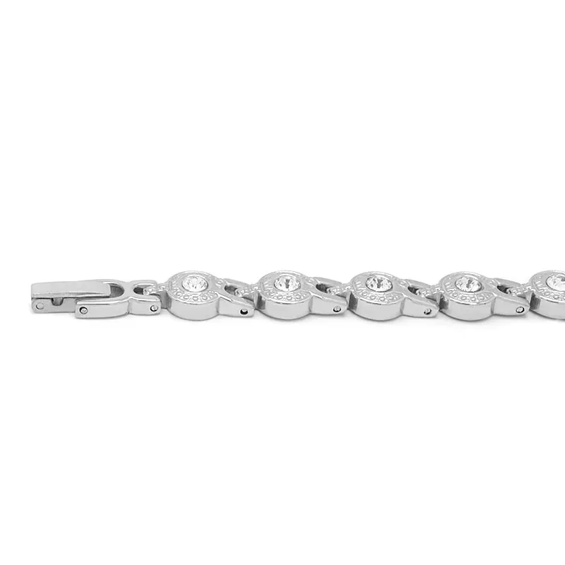 Escalus для женщин серебряный магнитный браслет из нержавеющей стали прекрасный 13 шт. фирменный кристалл браслет дамы подарок на день рождения