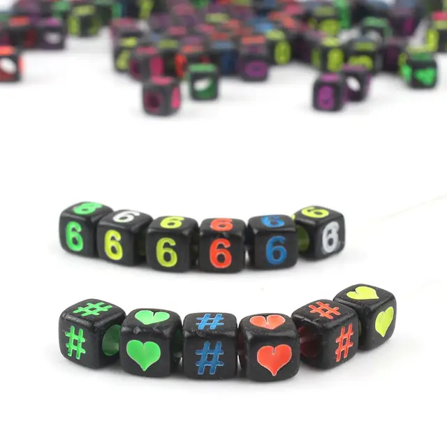 Mixed Letter Acrylic Beads Round Flat Alphabet Digital Cube Loose Spacer Beads For Jewelry Making Handmade Diy Bracelet Necklace 6x6mm Digital