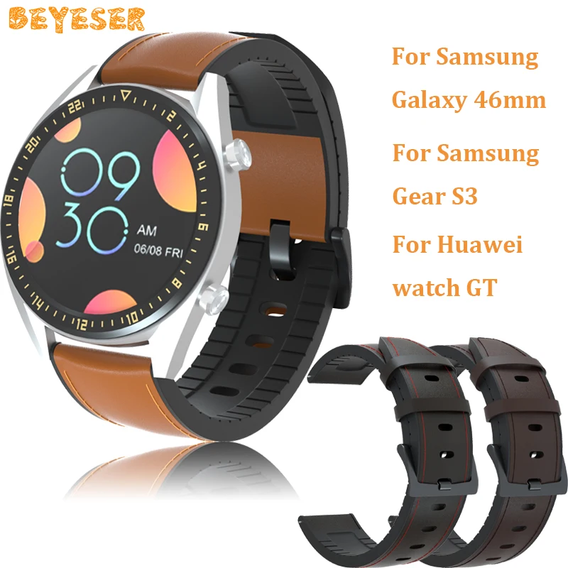 Ремешок для смарт-часов huawei watch GT/GT 2 ремешок из кожи и силикона Samsung Galaxy 46 мм/gear S3