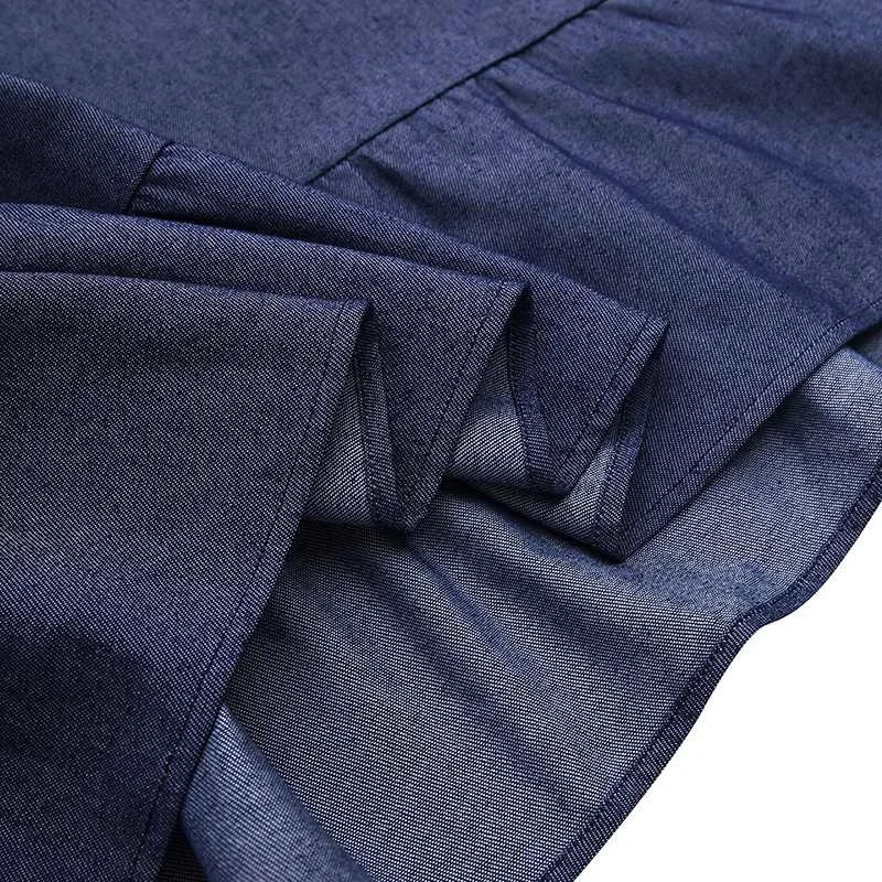 ZANZEA 2020 Casual Long Sleeve Maxi Vestidos Stylish Demin Blue Ruffle Dress Womens Autumn Sundress Female Solid Robe Oversized