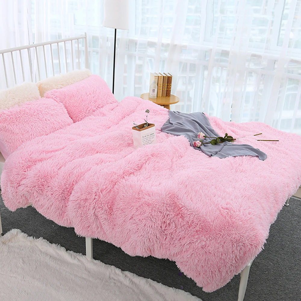 

160x200CM Super Soft Shaggy Fur Double-layer Plush Blanket Fuzzy Cozy With Fluffy Sherpa Throw Blankets Bed Coral Blanket