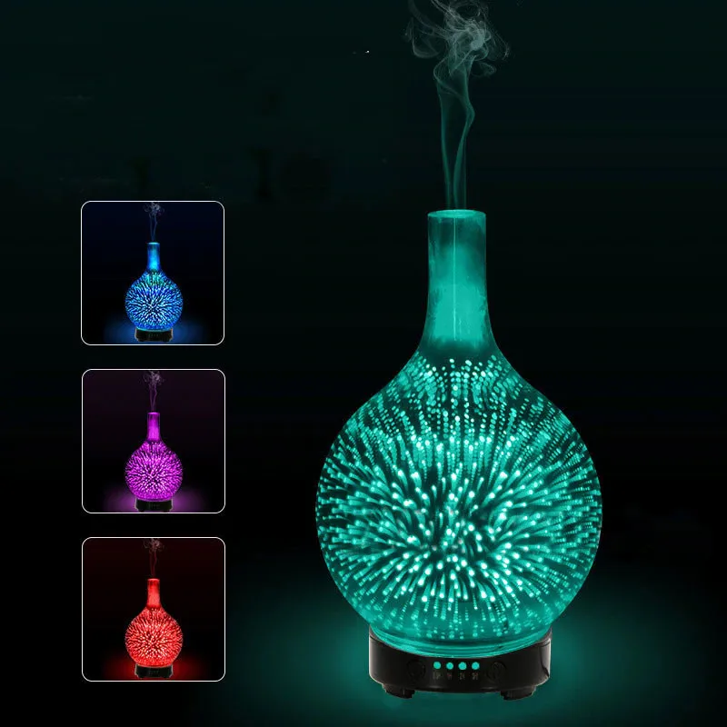 

2020 NEW Vintage vase Aroma Essential Oil Diffuser 3D Ultrasonic Air Humidifier Mist maker with colorful LED Light