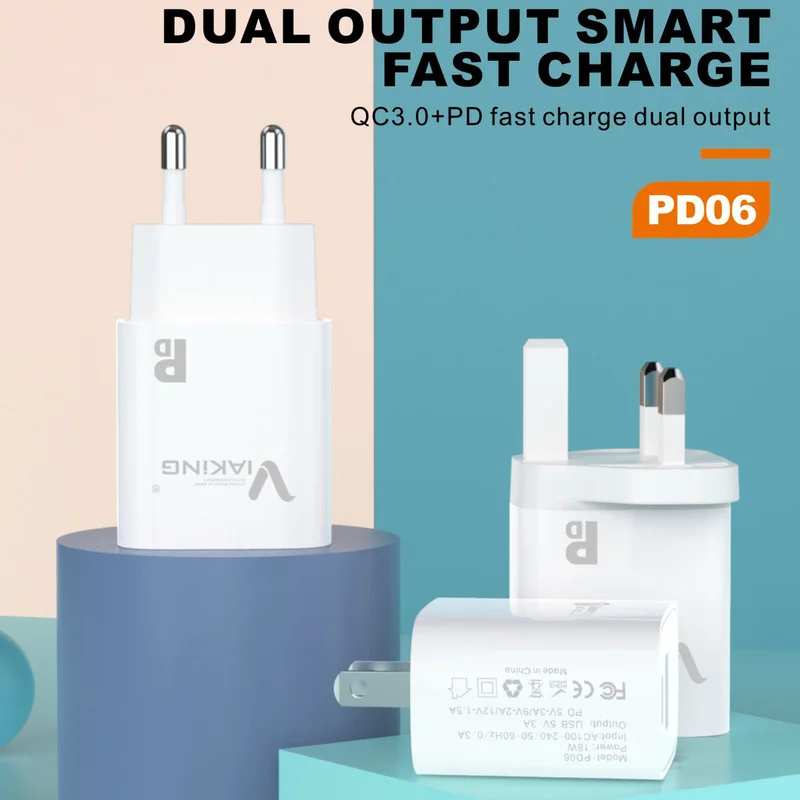 Быстрое зарядное устройство с двумя выходами USB Type C QC 3 0 18 Вт|Зарядные устройства|