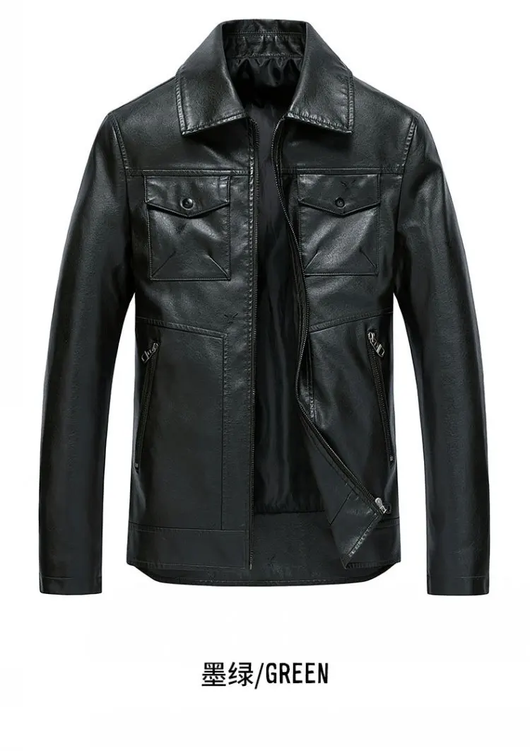 Autumn Thin MEN'S Coat Men Fashion Locomotive PU Leather Korean-style Casual Leather Jacket
