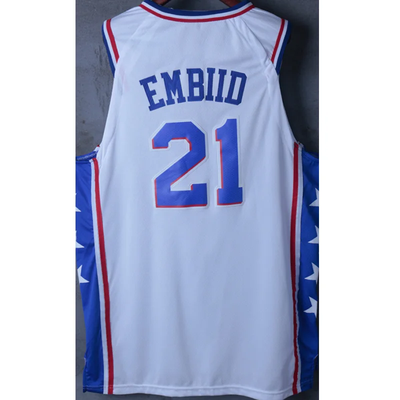 Новые мужские баскетбольные майки Joel Embiid Бен Симмонс Markelle Fultz Trae Young Кристапс Порзингис Джерси дешево - Цвет: 01