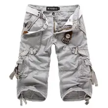 Летние корейские тактические брюки военные мужские свободные мульти-карманные комбинезоны потертые мужские карго укороченные брюки