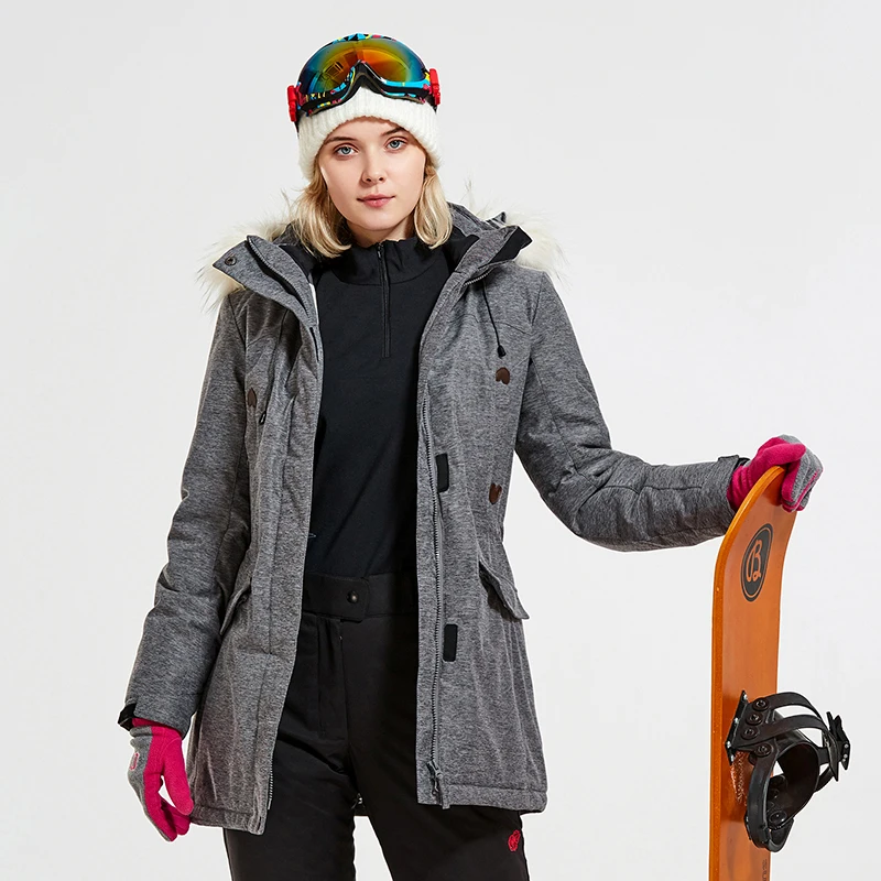Bujiwu брендовая женская лыжная куртка, теплые лыжные зимние куртки, горячая распродажа, высокое качество, женское спортивное пальто для улицы - Цвет: Черный