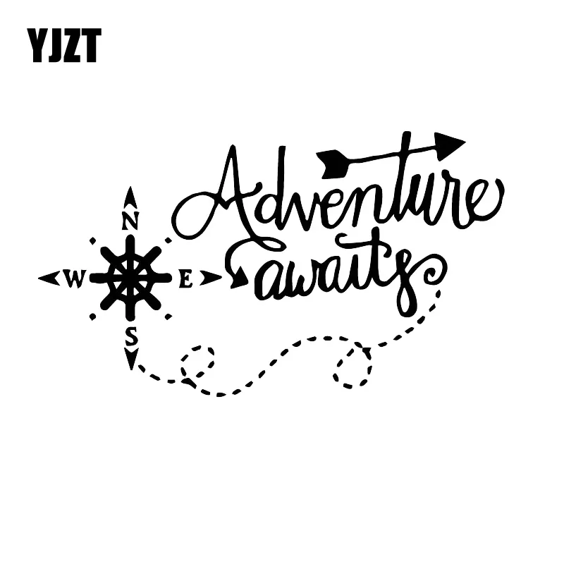 

YJZT 10CM*17.2CM Car Fashion Decoration Adventure Compass Decals Cover Scratch Car Stickers Black/Silver C30-0496